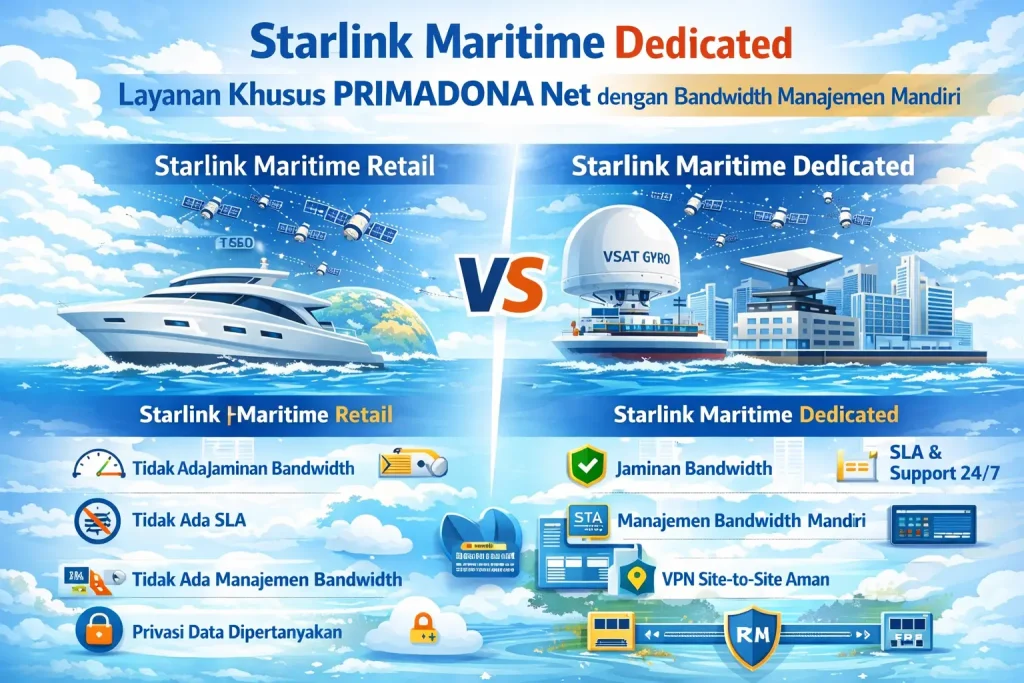 Keunggulan Starlink Maritime Dedicated - Starlink Kapal PRIMADONA Net